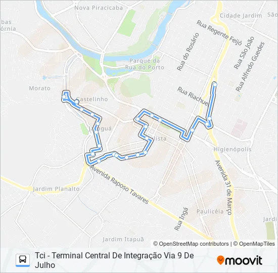 0313 JARAGUÁ VIA RUA BRASILIO MACHADO  Line Map