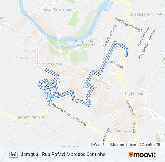 Mapa da linha 0313 JARAGUÁ VIA RUA BRASILIO MACHADO de 