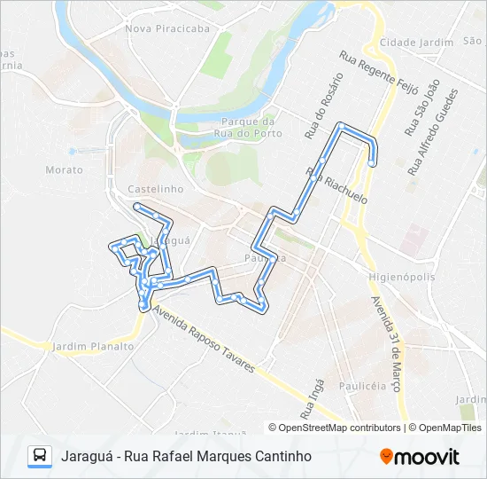 0313 JARAGUÁ VIA RUA BRASILIO MACHADO  Line Map
