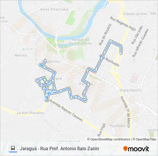 0313 JARAGUÁ VIA RUA BRASILIO MACHADO  Line Map