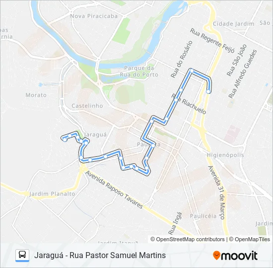 0313 JARAGUÁ VIA RUA BRASILIO MACHADO  Line Map