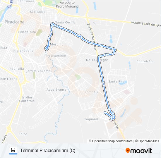 0200 CECAP VIA CÁSSIO PASCHOAL PADOVANI bus Line Map