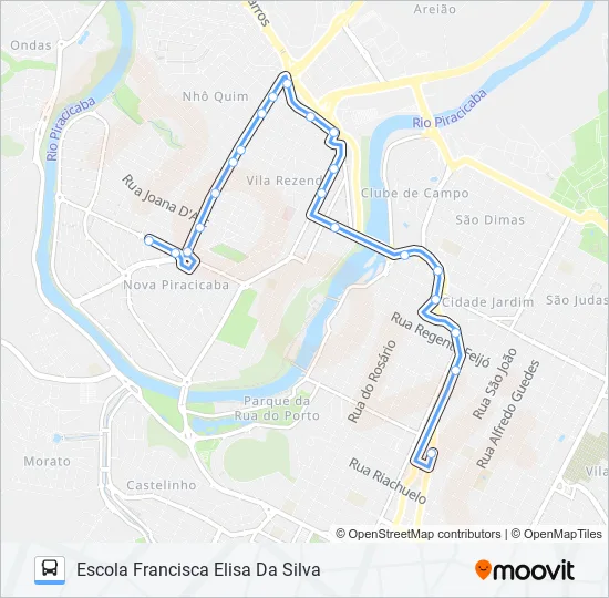 0105 VILA REZENDE VIA TERMINAL CENTRAL DE INTEGRAÇÃO  Line Map