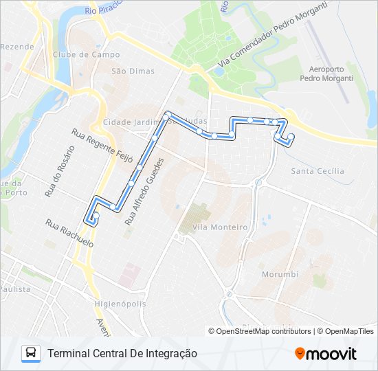 Mapa de 0209 VILA INDEPENDÊNCIA VIA RUA VOLUNTÁRIOS DE PIRACICABA de autobús