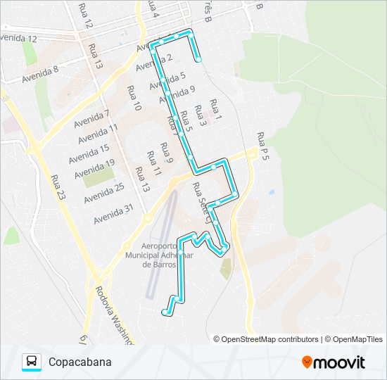 Mapa da linha 10 COPACABANA / VILA PAULISTA de ônibus