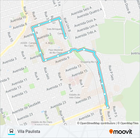 10 COPACABANA / VILA PAULISTA bus Line Map