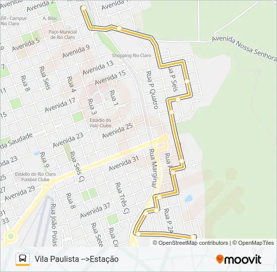 10 COPACABANA / VILA PAULISTA Bus Line Map