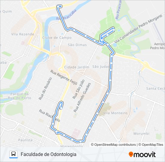 Mapa da linha 0002 PANORÂMICA de ônibus