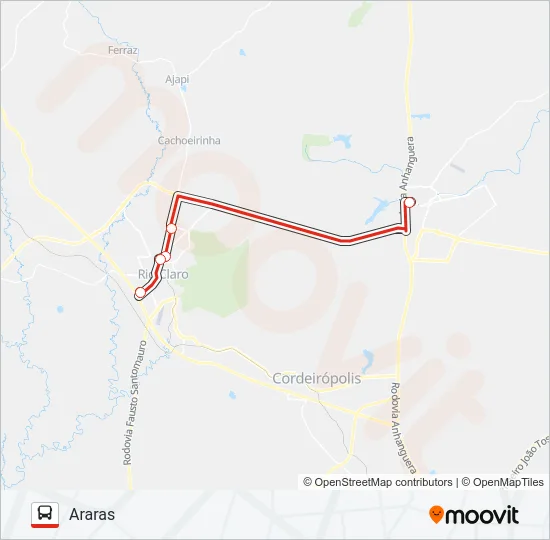 ARARAS - RIO CLARO Bus Line Map