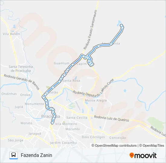 504 ÁGUA SANTA VIA AV. RIO CLARO  Line Map