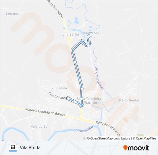 Mapa da linha 411 VILA BREDA / TVS de 