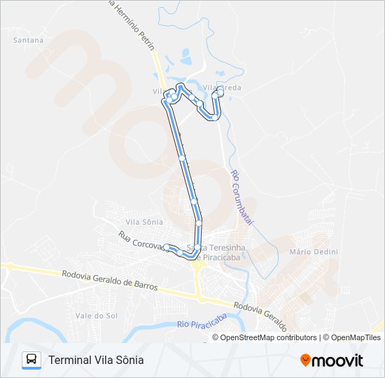 Mapa da linha 411 VILA BREDA / TVS de 