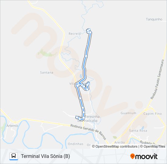 Mapa da linha 411 VILA BREDA / TVS de 