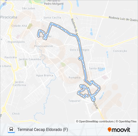 Mapa da linha 200 CECAP TPI/TCE de 