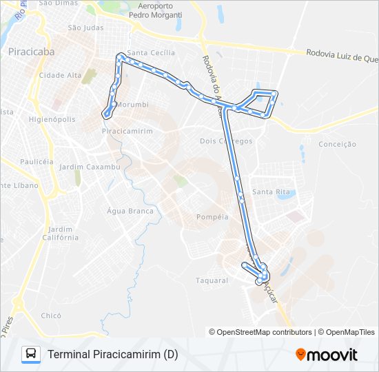 Mapa da linha 200 CECAP TPI/TCE de 