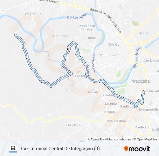 Mapa da linha 712 PAU D'ALINHO VIA JARDIM JUPIÁ de 