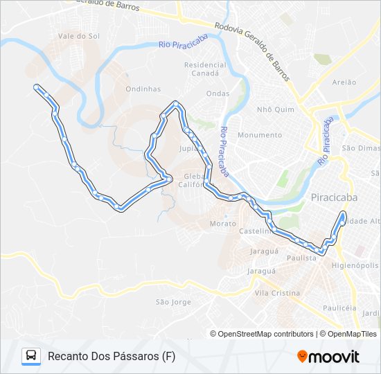 Mapa da linha 712 PAU D'ALINHO VIA JARDIM JUPIÁ de 