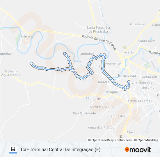 Mapa da linha 712 PAU D'ALINHO VIA JARDIM JUPIÁ de 