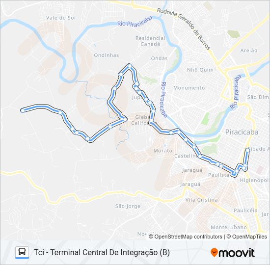 Mapa da linha 712 PAU D'ALINHO VIA JARDIM JUPIÁ de 