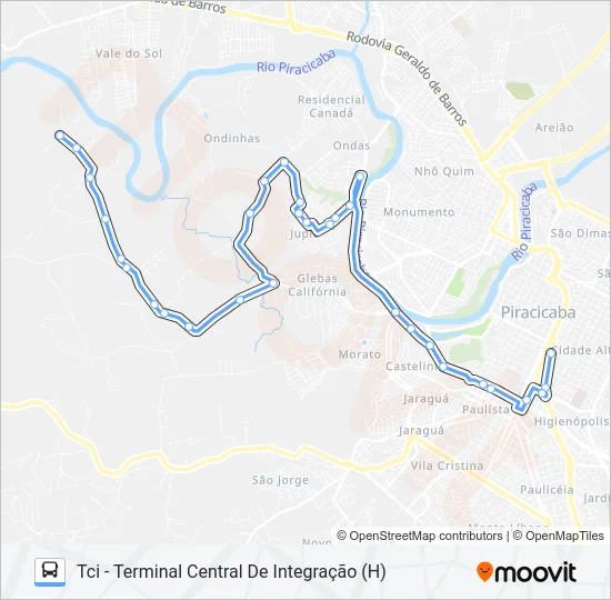712 PAU D'ALINHO VIA JARDIM JUPIÁ  Line Map