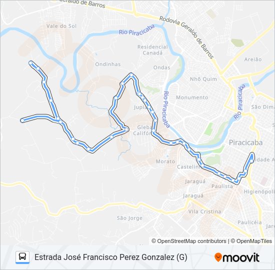 Mapa da linha 712 PAU D'ALINHO VIA JARDIM JUPIÁ de 