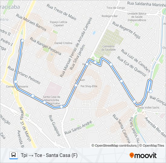 Mapa da linha 223 PARQUE PEÓRIA / TCI / TPI de 