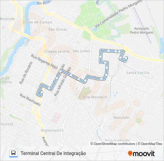 Mapa da linha 207 VILA INDEPENDÊNCIA VIA RUA BERNARDINO DE CAMPOS de 
