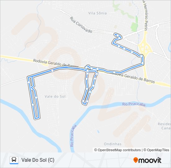 Mapa da linha 408 VALE DO SOL / TVS de 