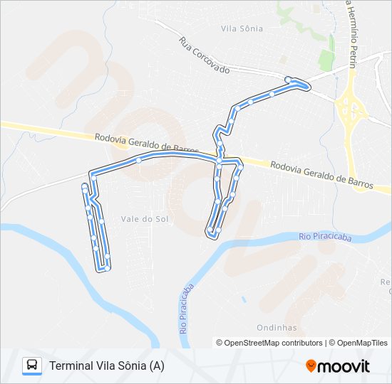 Mapa da linha 408 VALE DO SOL / TVS de 