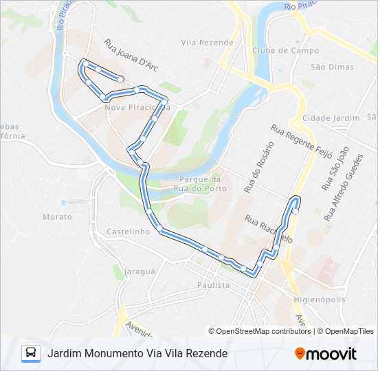 Mapa da linha 101 JARDIM MONUMENTO de 
