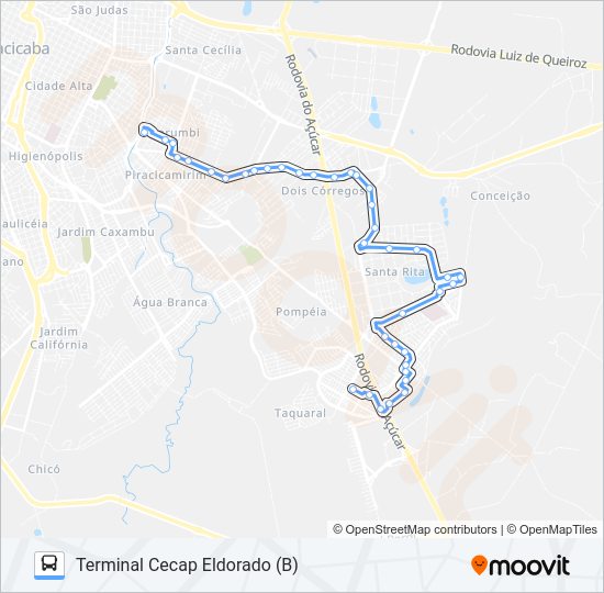 Mapa da linha 213 PERDIZES - TPI / TCE de 