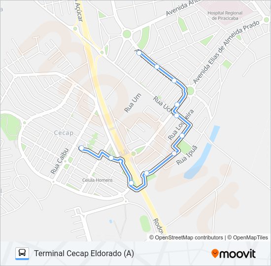 Mapa da linha 213 PERDIZES - TPI / TCE de 