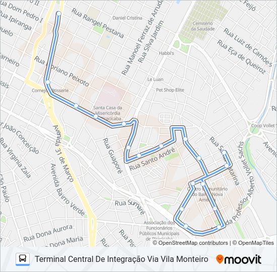 Mapa da linha 007 NOVA AMÉRICA de 