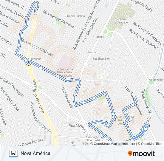 Mapa da linha 007 NOVA AMÉRICA de 
