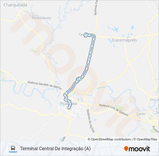 Mapa da linha 501 TANQUINHO VIA AVENIDA RIO CLARO de 