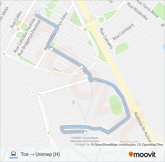 216 UNILESTE / CECAP VIA SÃO FRANCISCO  Line Map