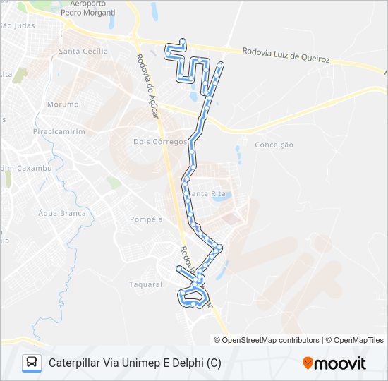 Mapa da linha 216 UNILESTE / CECAP VIA SÃO FRANCISCO de 