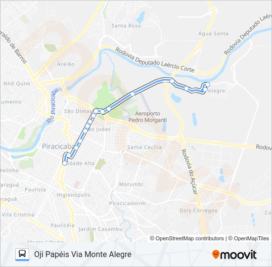 Mapa da linha 021 MONTE ALEGRE VIA AV. CARLOS BOTELHO de 