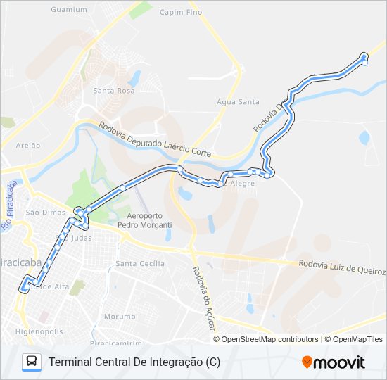 Mapa da linha 021 MONTE ALEGRE VIA AV. CARLOS BOTELHO de 