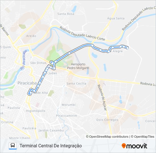 Mapa da linha 021 MONTE ALEGRE VIA AV. CARLOS BOTELHO de 