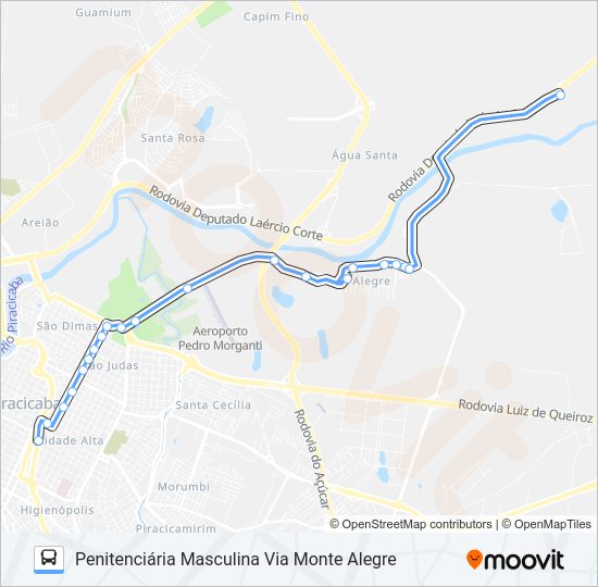 Mapa da linha 021 MONTE ALEGRE VIA AV. CARLOS BOTELHO de 