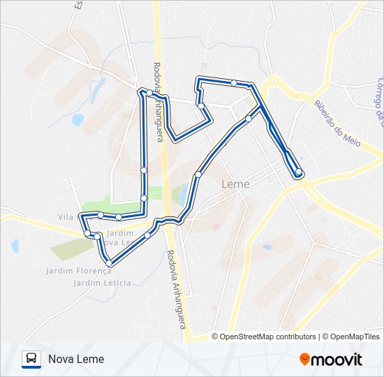 Mapa da linha 06 TERMINAL <-.>NOVA LEME/CIDADE JARDIM de ônibus