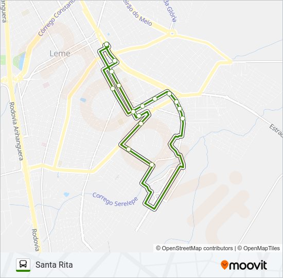 Mapa da linha 01 TERMINAL <-> SANTA RITA/FRANCISCO COELHO de ônibus