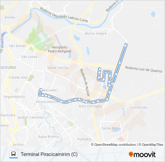 Mapa da linha 211 UNILESTE / TPI de ônibus