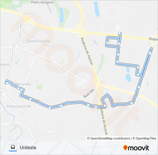 211 UNILESTE / TPI Bus Line Map