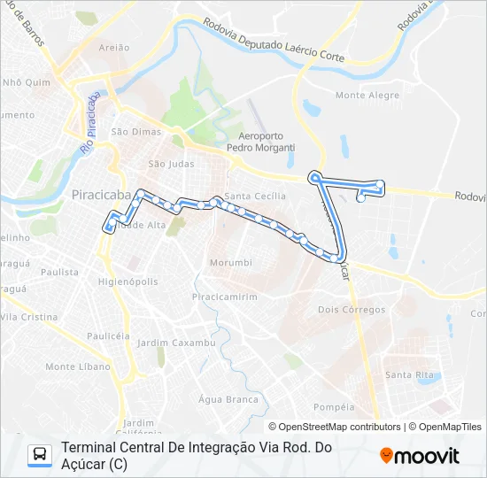210 UNILESTE / CENTRO Bus Line Map