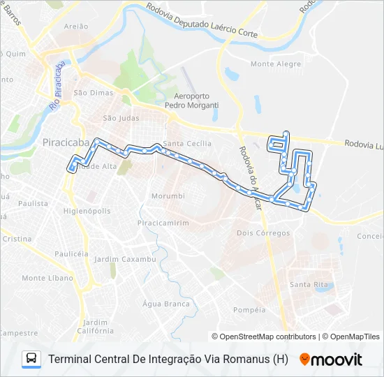 210 UNILESTE / CENTRO Bus Line Map