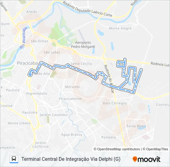 210 UNILESTE / CENTRO Bus Line Map