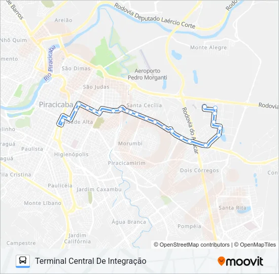 210 UNILESTE / CENTRO Bus Line Map