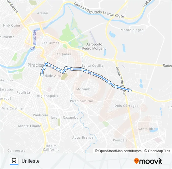 210 UNILESTE / CENTRO Bus Line Map